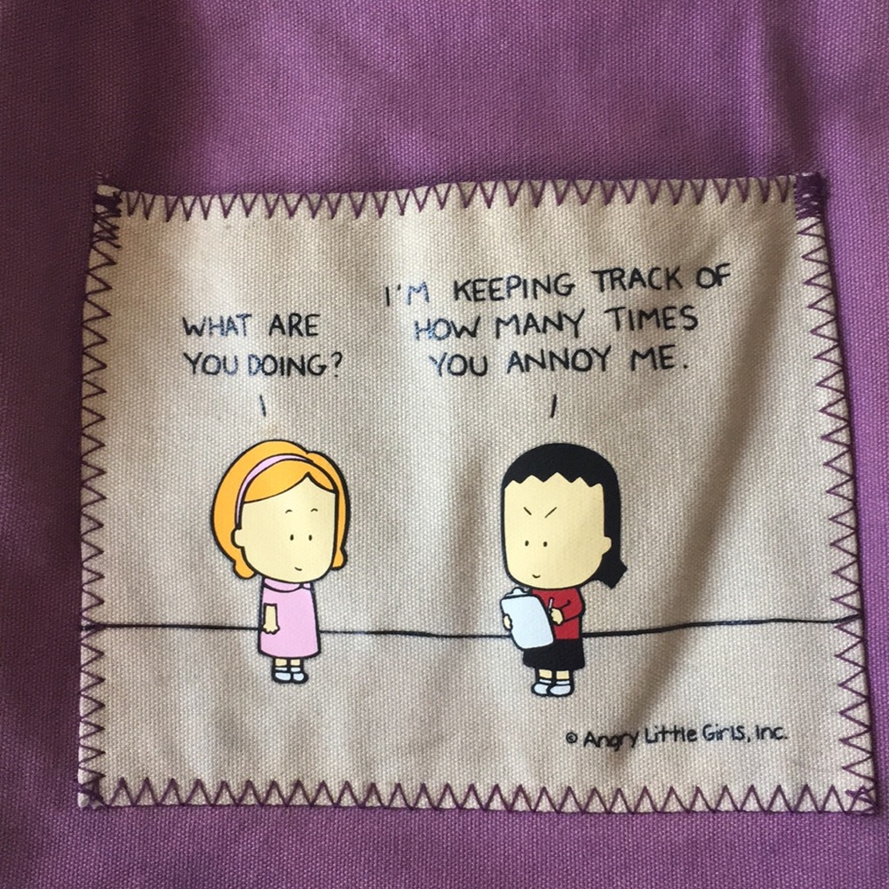 Angry Little Girls by Lela Lee tote bag. Rare edition.